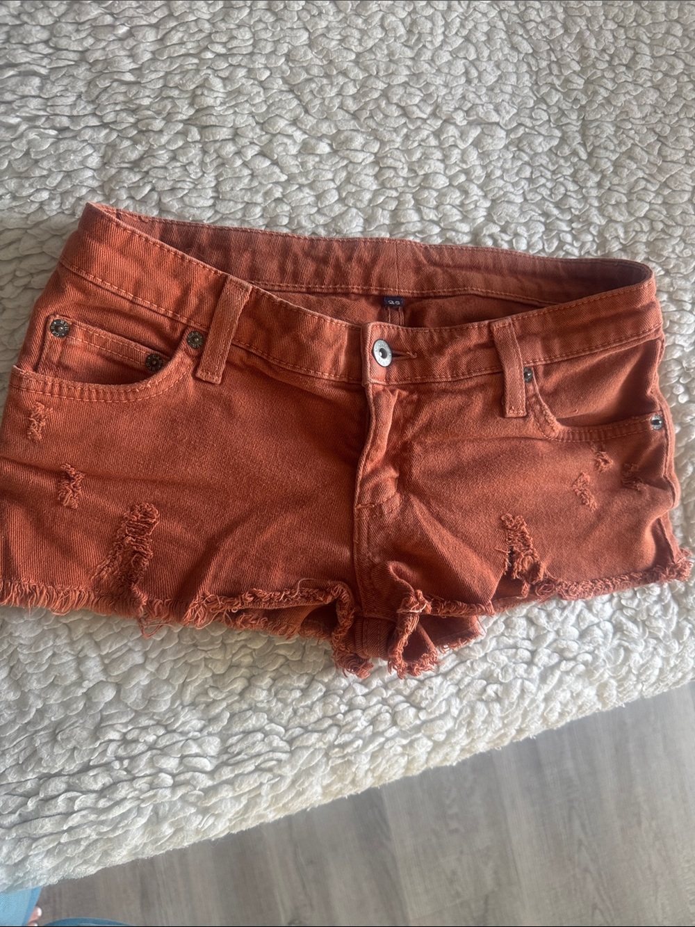 Carmar Rust Orange Distressed Denim Cutoff Shorts
